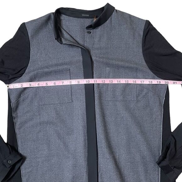 Elie Tahari Valerie Tab-Sleeve Wool Blend Block & Gray Colorblock Shirtdress M - Picture 13 of 16